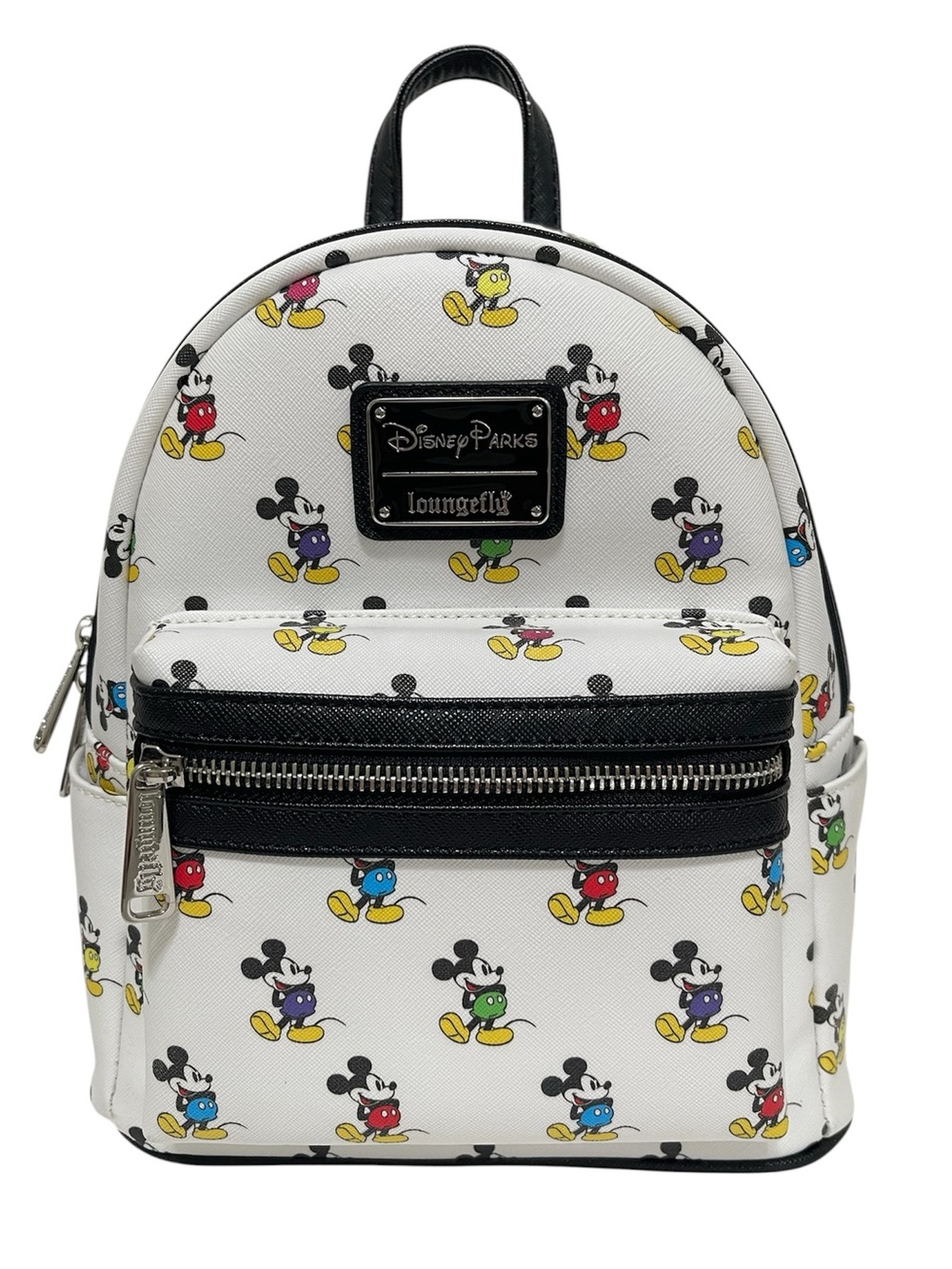 Disney Parks Loungefly White Allover Multicolor Mickey Mouse Icons Mini Backpack